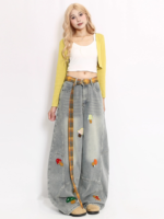 American Cartoon Embroidered Wide Leg Jeans for Women in Autumn - Image 3