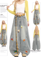 American Cartoon Embroidered Wide Leg Jeans for Women in Autumn - Image 2