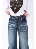 Women Vintage High Waisted Straight Leg Wide Leg Washed Denim Jeans - Image 3