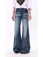 Women Vintage High Waisted Straight Leg Wide Leg Washed Denim Jeans - Image 4
