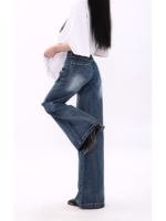Women Vintage High Waisted Straight Leg Wide Leg Washed Denim Jeans - Image 5