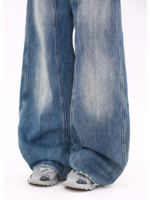 Retro Wide Leg Curved Jeans Washed Loose Drape Banana Pants - Image 4